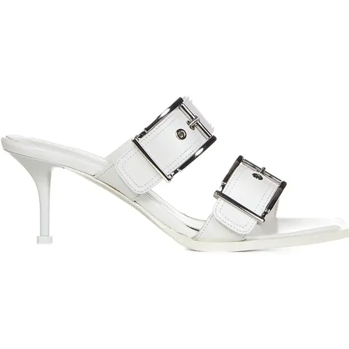 Weiße Mules mit verstellbaren Riemen , Damen, Größe: 37 EU - alexander mcqueen - Modalova