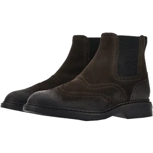 Ebano Chelsea Boots with Wingtip and Elastic Inserts , male, Sizes: 7 1/2 UK, 8 UK, 11 UK - Hogan - Modalova