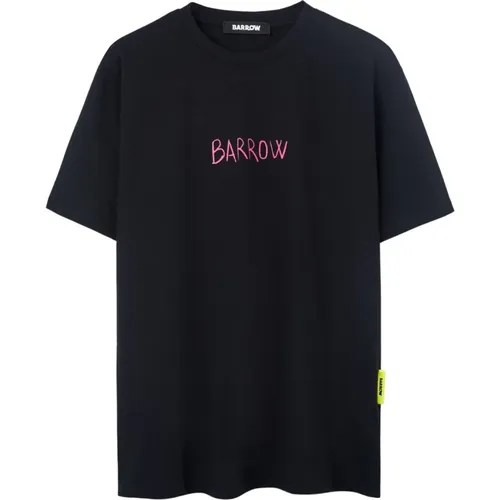 Schwarzes bedrucktes Hemd,Kultiges Logo Baumwoll T-Shirt - Barrow - Modalova