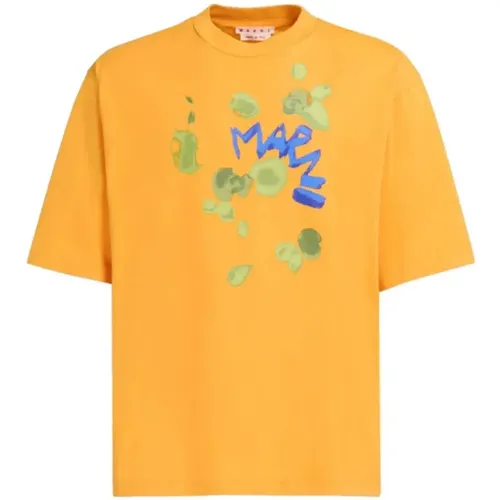 Bio-Baumwollblumen-T-Shirt , Herren, Größe: M - Marni - Modalova