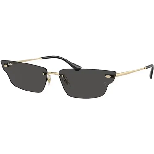 Goldgestell Dunkelgraue Gläser Sonnenbrille , Damen, Größe: 66 MM - Ray-Ban - Modalova