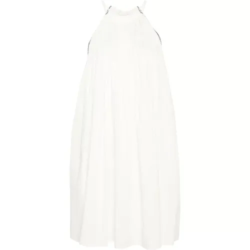 Weiße Baumwoll-Voile-Kleid mit Falten , Damen, Größe: M - Alysi - Modalova