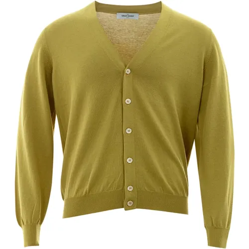 Yellow Cardigan Sweater , male, Sizes: XL - Gran Sasso - Modalova