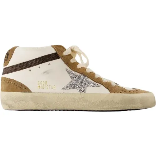 Weiße Leder Mid Star Sneakers , Damen, Größe: 37 EU - Golden Goose - Modalova