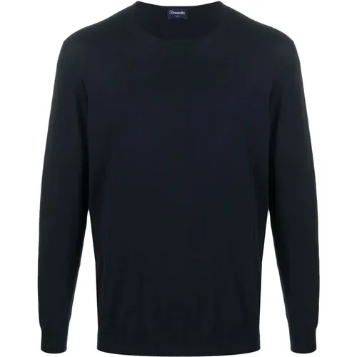 Blauer Crew-Neck Sweater,CREWECK SWEATER,Sweatshirts,Round-neck Knitwear,Pullover - Drumohr - Modalova