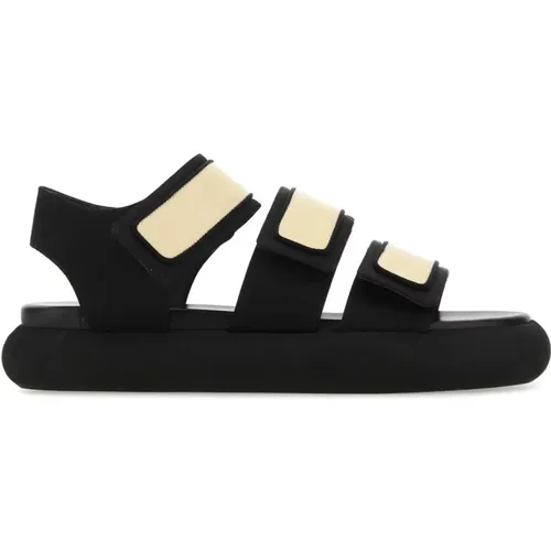 Zweifarbige Stoff und Leder-Oktans Sandalen , Damen, Größe: 37 EU - Neous - Modalova