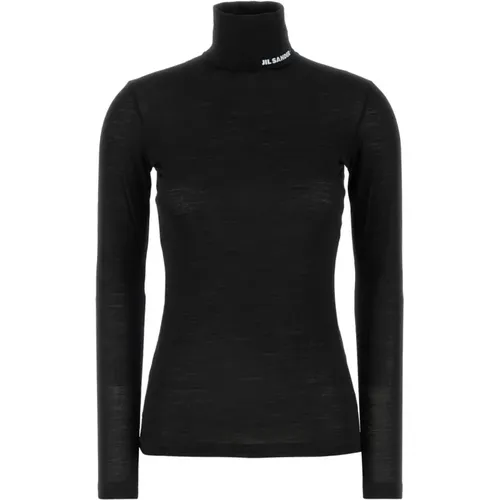 Stilvoller Schwarzer Polyester-Blend-Pullover - Jil Sander - Modalova