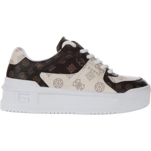 Peony Trainers Beige Brown Women , female, Sizes: 7 UK, 8 UK, 4 UK, 6 UK - Guess - Modalova