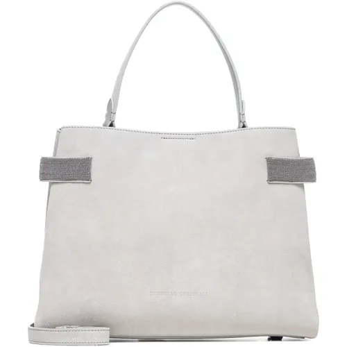 Essence Ecru Wildleder Handtasche - BRUNELLO CUCINELLI - Modalova