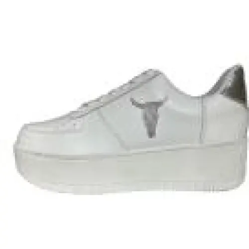 Weiße Silberne Reptil Sneakers , Damen, Größe: 36 EU - Windsor Smith - Modalova