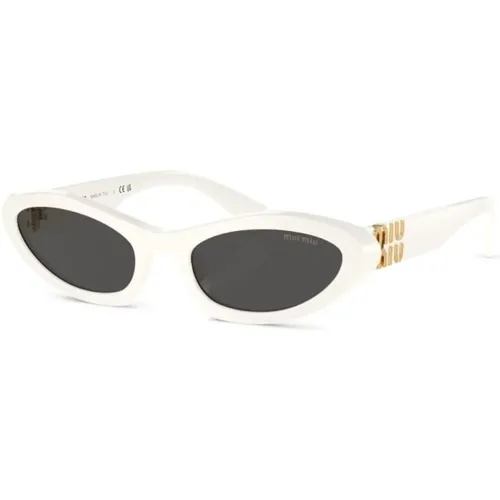 Weiße Sonnenbrille mit Original-Etui , Damen, Größe: 54 MM - Miu Miu - Modalova