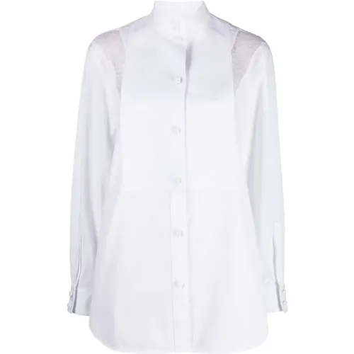 Lace-Panel Poplin Shirt , female, Sizes: 3XS, 2XS - Burberry - Modalova