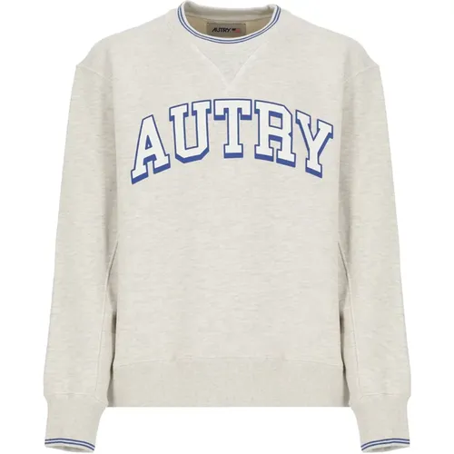 Grey Cotton Sweatshirt with Contrasting Logo , male, Sizes: S, L - Autry - Modalova