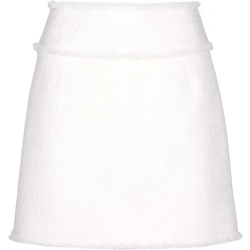 White Tweed Frayed Edge Skirt , female, Sizes: XS - Dolce & Gabbana - Modalova