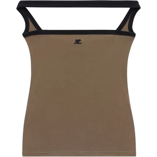 Sleeveless Jersey Top with Logo Embroidery , female, Sizes: L - Courrèges - Modalova