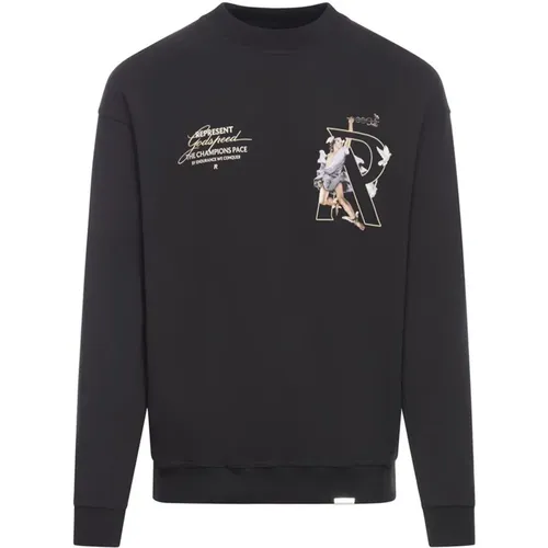 Schwarzer Pullover mit Logodruck , Herren, Größe: S - REPRESENT - Modalova