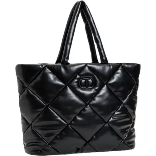 Quilted Leather Bag with Metal Logo , female, Sizes: ONE SIZE - Twinset - Modalova