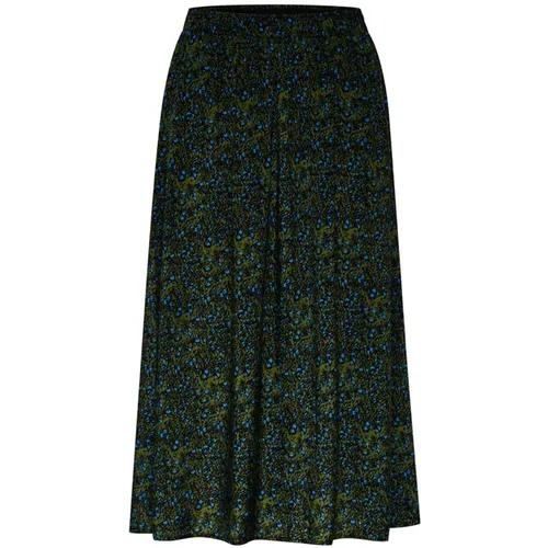 Ruffle Midi Skirt Black Florals , female, Sizes: M, S, L, XS, XL - Saint Tropez - Modalova