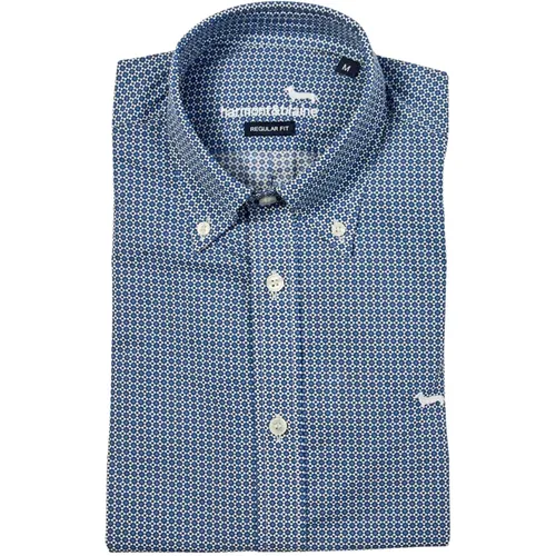 Blaues Button-Down Hemd mit Bassotto-Stickerei , Herren, Größe: L - Harmont & Blaine - Modalova