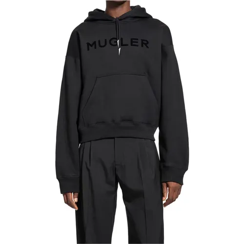 Cotton Jersey Hoodie with Logo , male, Sizes: L, M, XL - Mugler - Modalova