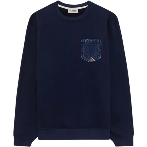 Denim Crew Neck Sweatshirt mit Logo-Tasche - Roy Roger's - Modalova