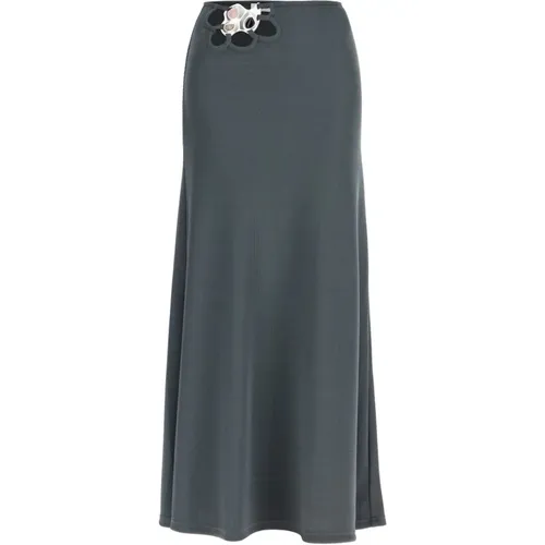 Ribbed Maxi Skirt with Metal Detail , female, Sizes: 2XS, XS - Christopher Esber - Modalova