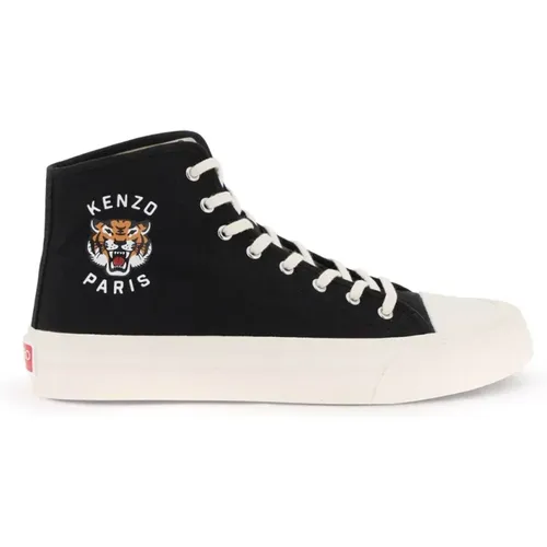 Canvas High-Top Sneakers mit Lucky Tiger Print,Sneakers,Schwarze Sneakers mit Panel - Kenzo - Modalova