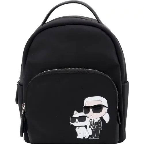 Schwarze Leder Bucket Bag Rucksack - Karl Lagerfeld - Modalova