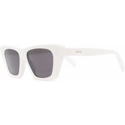 Weiße Sonnenbrille mit Originalzubehör , Damen, Größe: 51 MM - Celine - Modalova
