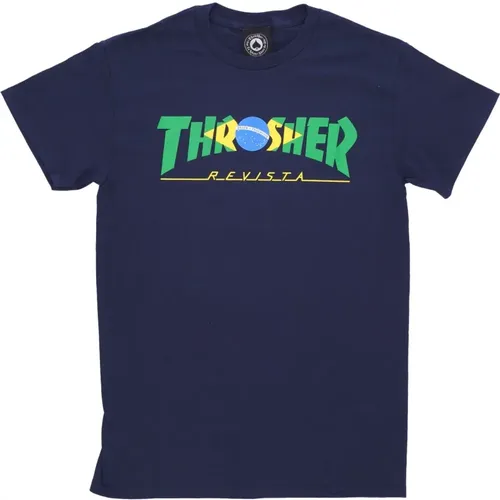 Brazil Navy Tee Mens T-Shirt , male, Sizes: L, XL - Thrasher - Modalova