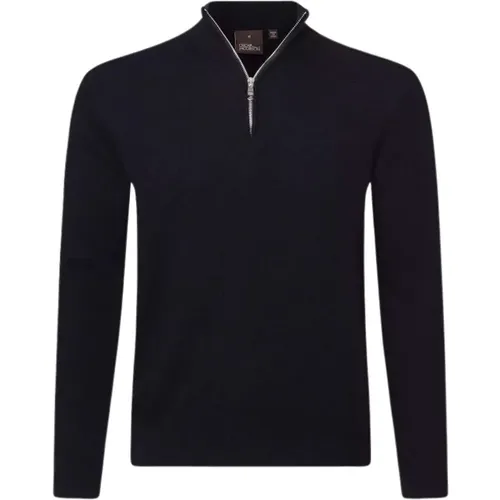 Navy Half-Zip Knit Turtleneck , male, Sizes: XL, M, L, 2XL - Oscar Jacobson - Modalova