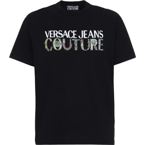 Bio-Baumwolle Markenlogo T-Shirt , Herren, Größe: L - Versace Jeans Couture - Modalova