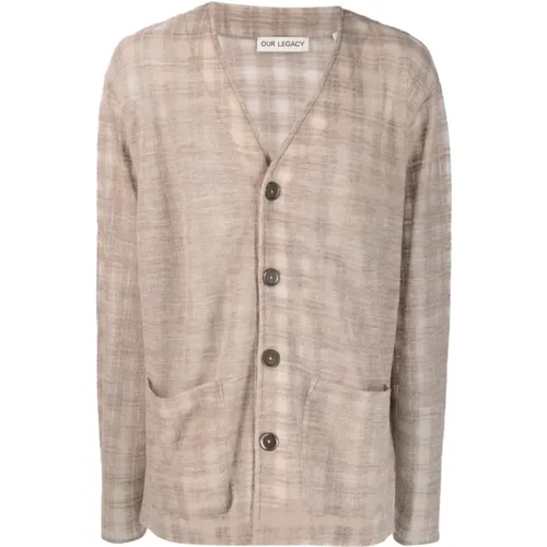 Cardigan Grey Disintegration Check , male, Sizes: L, XL - Our Legacy - Modalova