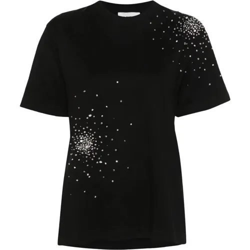 Schwarzes Splash-Stickerei-T-Shirt , Damen, Größe: L - DES Phemmes - Modalova