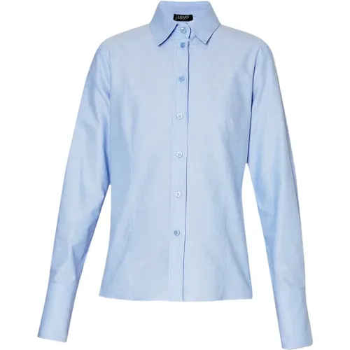 Slim Fit Cotton Oxford Shirt with Logo Cufflinks , female, Sizes: L, S, 2XS, XS, M - Liu Jo - Modalova