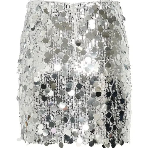 Silver Sequins Mini Skirt , female, Sizes: XL - Gestuz - Modalova