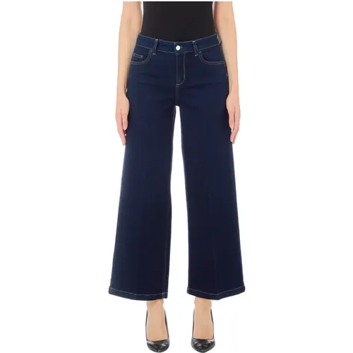 Denim Wide Cropped Jeans Blau , Damen, Größe: W30 - Liu Jo - Modalova