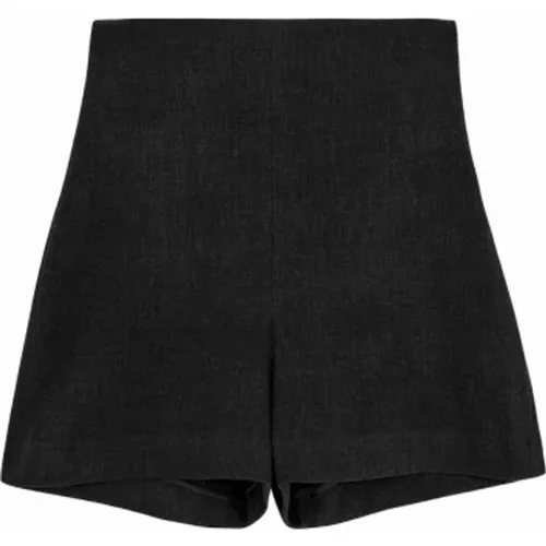 Grow, Shorts aus Leinen und Viskose in schwarzer Farbe , Damen, Größe: L - Cortana - Modalova