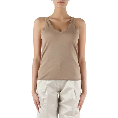 Lyocell and linen V-neck top , female, Sizes: XS, M, S, L - Calvin Klein - Modalova