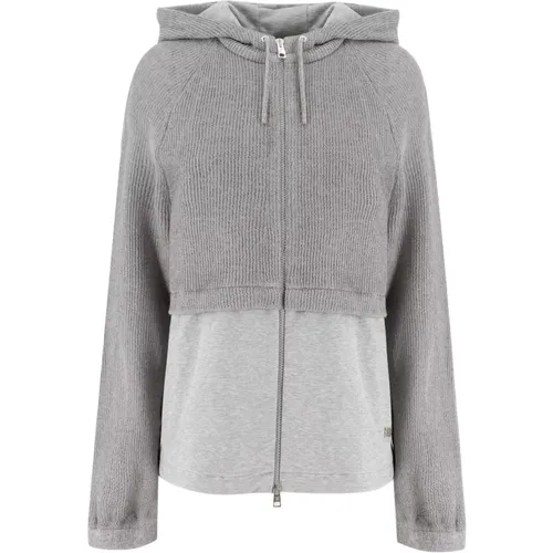 Doppelfabrikat Zip-Sweatshirt mit verstellbarer Kapuze - PANICALE - Modalova