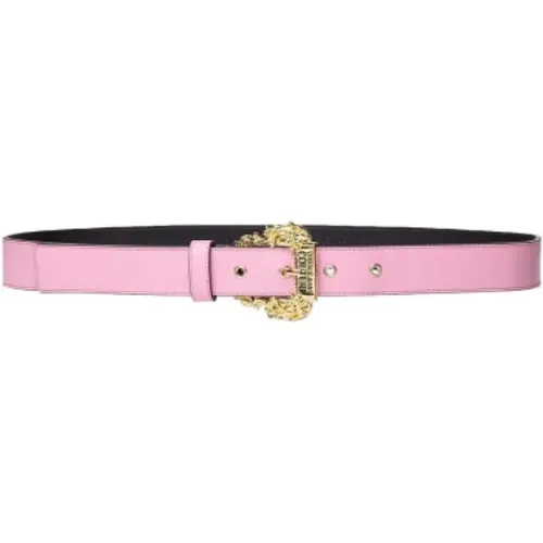 Slim Leather Belt with Baroque Metal Buckle , female, Sizes: 80 CM, 85 CM, 90 CM - Versace - Modalova