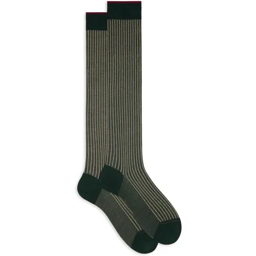 Pine Tree Ribbed Cotton Socks , Herren, Größe: M - Gallo - Modalova