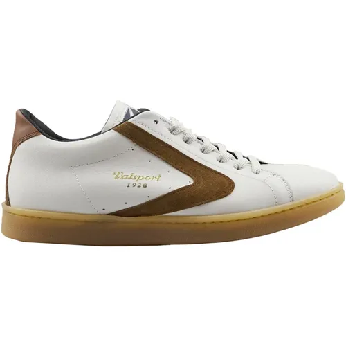 Weiße Ledersneaker mit cognacfarbenem Wildleder , Herren, Größe: 40 EU - Valsport 1920 - Modalova