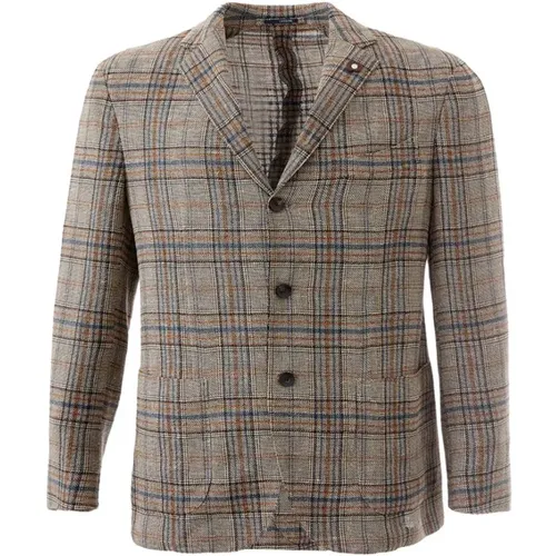 Elegante Leinenjacke Multicolor , Herren, Größe: XL - Lardini - Modalova