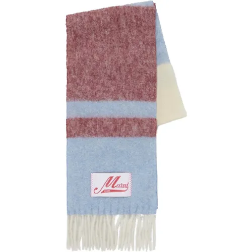 Striped Mohair Scarf with Fringe Ends , female, Sizes: ONE SIZE - Marni - Modalova