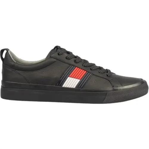 Schwarze Flaggen-Sneaker für Herren , Herren, Größe: 44 EU - Tommy Hilfiger - Modalova