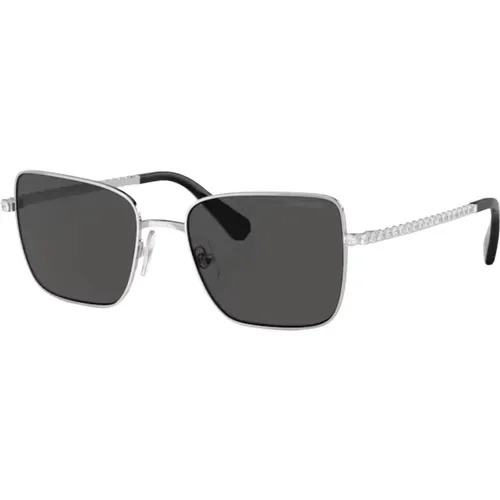 Silver Dark Grey Sunglasses , female, Sizes: 56 MM - Swarovski - Modalova