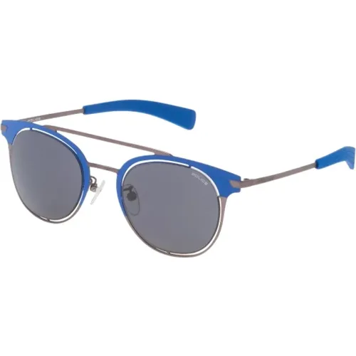 Blaue Metall-Sonnenbrille für Männer , Herren, Größe: 53 MM - Police - Modalova