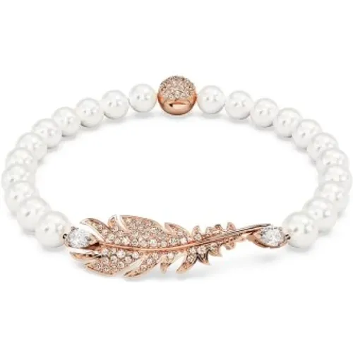 Feather Magnetic Bracelet with Rose Gold Tone , female, Sizes: ONE SIZE - Swarovski - Modalova