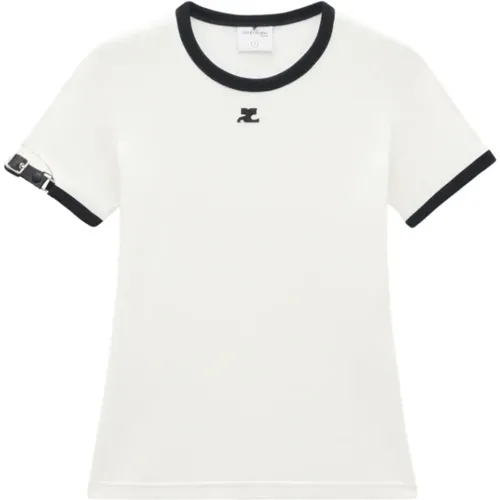 Buckle Contrast T-shirt , female, Sizes: M, S - Courrèges - Modalova